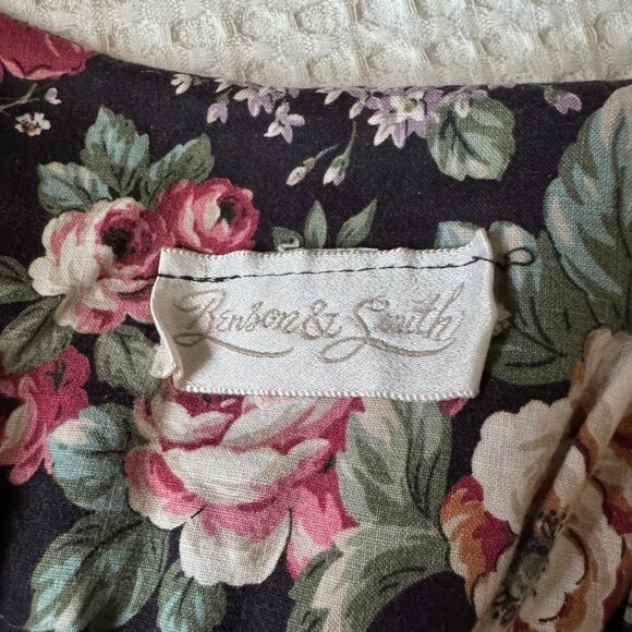 Vintage Benson & South Dark Academia Fall Floral Corset Bodice Midi Dress Sz S - Picture 2 of 7